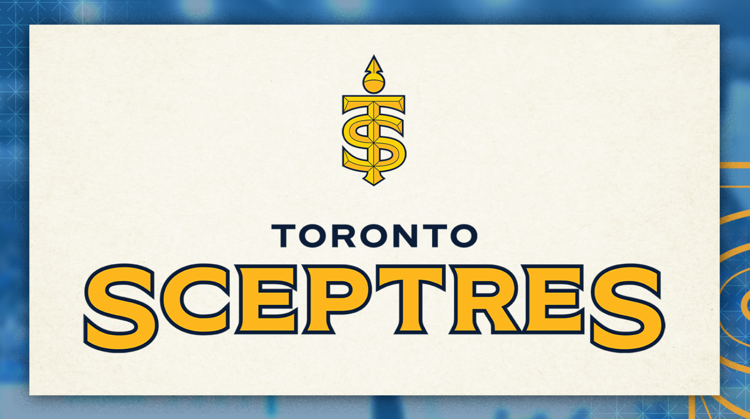 Toronto Sceptres word mark in black and gold on a cream background