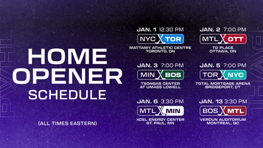 PWHL Announces Six Home Openers